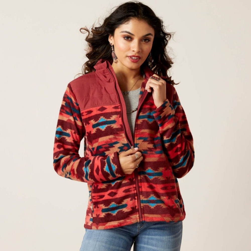 Women's Ariat Prescott Fleece Red Patterned Jacket